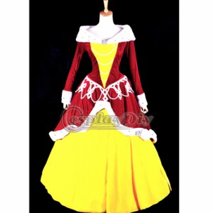 高品質 高級コスプレ衣装 ディズニー 美女と野獣 風 プリンセス ベル タイプ ドレス Belle Princess Dress Cosplay Christmas Costume