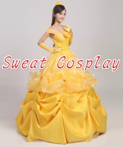 高品質 高級コスプレ衣装 ディズニー 美女と野獣 風 プリンセス ベル タイプ ドレス princess belle dress beauty and the beast