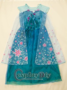 高品質 高級コスプレ衣装 ディズニー風 アナと雪の女王 ドレス アナ/エルサ タイプ elsa queen dressVer.37子供用キッズワンピース＋王冠