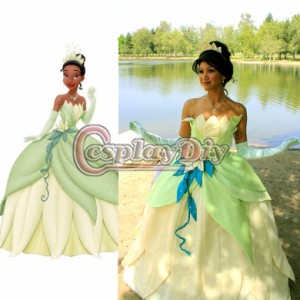 高品質 高級コスプレ衣装 プリンセスと魔法のキス 風 ティアナ タイプ ドレス コスチューム Princess Tiana Dress