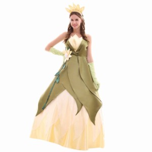 高品質 高級コスプレ衣装 ディズニー風 プリンセスと魔法のキス ティアナ タイプ ドレス The Princess and the Frog Tiana Wedding Dress