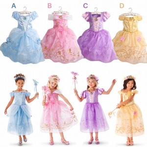 高品質 高級コスプレ衣装 ディズニー 塔の上のラプンツェル 風 プリンセス ドレス 子供サイズ キッズ Princess Luxurious Rapunzel