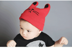 ミオキャットキャップ 子供.ベビー.キッズ.新生児.赤ちゃん帽子 耳付きニット帽子 とんがり 帽子 ヘアバンド【F040】
