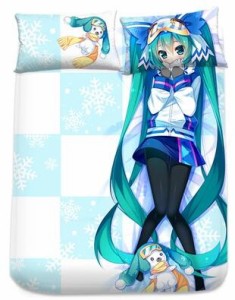 描き下ろし添い寝シーツ♪VOCALOID 雪初音ミク イラスト シングル フィットタイプシーツ&ピローケースセット/アニメ/200X100cm