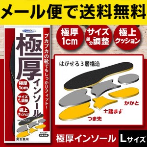 送料無料 メール便出荷 極厚インソール Lサイズ 中敷き サイズ調整 インソール 靴の調整 底上げ の通販はau Pay マーケット キレイサプリ