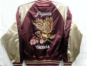 スカジャン 鷹に薔薇　日本製本格刺繍のスカジャン