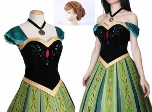 ディズニー 　アナと雪の女王 アナ Anna 風　 コスプレ衣装+ ウイッグセット　 クリスマス  ハロウィン　　オーダーメイド対応可能