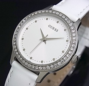 GUESS/CHELSEA【ゲス/チェルシー】レディース腕時計 ホワイト文字盤 ホワイトレザーベルト　W0648L5 国内正規品（送料無料）