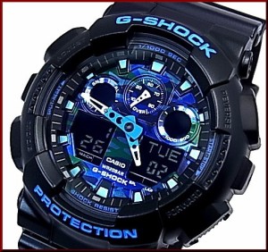 カシオ/G-SHOCK【CASIO/Gショック】ブルーカモフラージュ/ブラック アナデジ メンズ腕時計【海外モデル】GA-100CB-1A