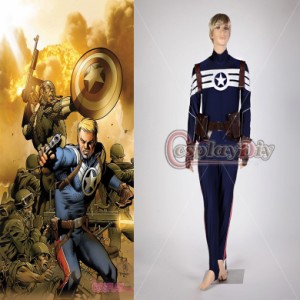 高品質 高級コスプレ衣装 映画 キャプテン・アメリカ 風 スーツ オーダーメイド Marvel Comics Captain America Costumes 