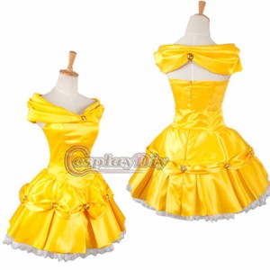 高品質 高級コスプレ衣装 ディズニー 美女と野獣 風 プリンセス ベル タイプ ドレス Cosplay Movie Costume Belle Princess Short Dress