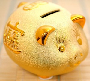 招財進寶・金沙金ブタ貯金箱　大