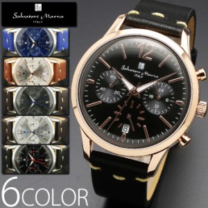 10気圧防水 腕時計 メンズ 1年保証 全6色 正規 Salvatore Marra サルバトーレ マーラ クロノグラフ 腕時計 BOX 保証書付