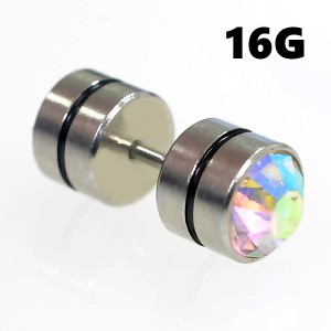 ブラック ジュエル ダブルフェイス フェイクプラグ/フェイクバーベル ストレートバーベル 【16G/1.2mm】