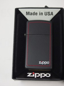 ジッポー ブラックマット 黒（Zippo＆Border）1618ZB赤ライン スリム新品