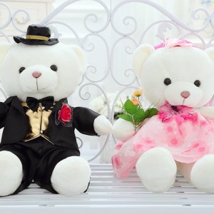 高品質 高級 テディベア風 くま ぬいぐるみ 40cm クリスマス 結婚式 サプライズ 誕生日 感謝 プレゼント 新婚 ペアセット