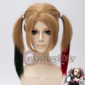 高品質 高級 コスプレ道具 バットマン 風 ハーレー・クィン タイプ wig ウイッグ ウィッグ Batman Suicide Squad Harley Quinn Wig