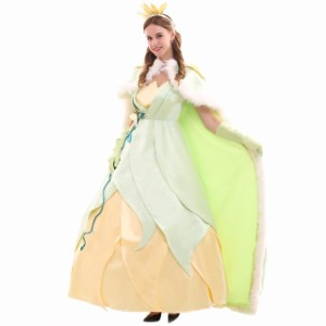 高品質 高級コスプレ衣装 ディズニー風 プリンセスと魔法のキス ティアナ タイプ ドレス The Princess and the Frog Tiana 