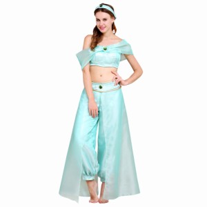高品質 高級コスプレ衣装 ディズニー アラジンと魔法のランプ 風 ジャスミン タイプ ドレス Aladdin Jasmine Princess Dress Costume