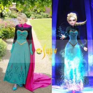 高品質 高級コスプレ衣装 ディズニー風 アナと雪の女王 アナ/エルサ ドレス Frozen Elsa Costume Adult Women Halloween