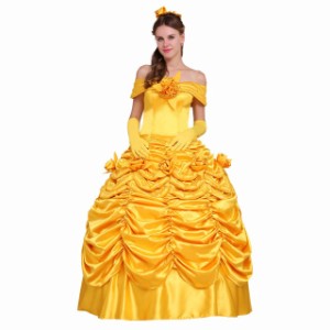 高品質 高級コスプレ衣装 ディズニー 美女と野獣 風 プリンセス ベル タイプ ドレス Beauty and the Beast Belle Dress 