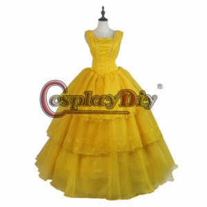 高品質 高級コスプレ衣装 ディズニー 美女と野獣 風 プリンセス ベル タイプ オーダーメイド Beauty and the Beast Princess Belle Dress