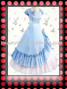 高品質 高級コスプレ衣装 オリジナル ドレス メイド ロリータ コスチューム Classic Short sleeves Sky blue gothic Lolita dress