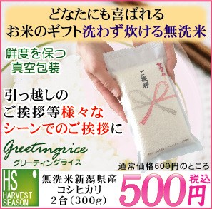 【挨拶 引越し ギフト】無洗米新潟コシヒカリ300g【名入れ可 / 令和5年産】【3袋までメール便可/代引＆日時指定不可】