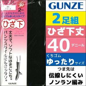 ショートストッキング ひざ下丈ストッキング 2足組 くちゴムゆったり 40デニール グンゼ GUNZE パンティストッキング パンスト | パンテ