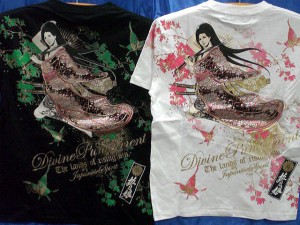 カラクリ魂  和柄  抜刀娘　半袖Ｔシャツ　穂乃花　金襴刺繍　KARAKURI  絡繰魂