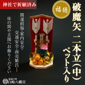 破魔矢 二本立（小・中） ペット入り 縁起物/開運招福/金運隆昌/商売繁昌/家内安全/交通安全/OY-3551　神社祈願済み