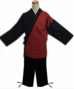 作務衣 さむえ メンズ 男物 男性 エンジ黒 M L LL 3L 綿100% ユニフォーム 和装 大きいサイズ 簡単 粋