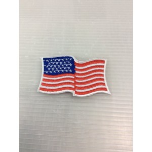 アイロンワッペン(USA FLAG タナビキ　白フチ　)  ワッペン アイロン アップリケ 刺繍 エンブレム 大人気 オシャレ アップリケ