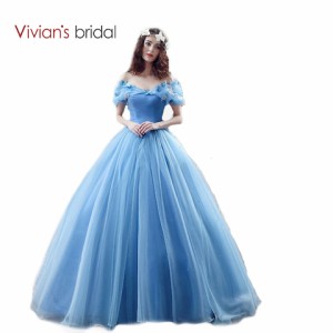 高品質 高級コスプレ衣装 ディズニー シンデレラ 風 ドレス オーダーメイド Movie Deluxe Adult Cinderella Wedding Dresses Blue