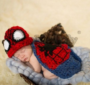 高品質 高級コスプレ衣装 赤ちゃん 新生児 ベビ服 スパイダーマン 風 オーダーメイド Spiderman newborn baby children Siamese cap baby