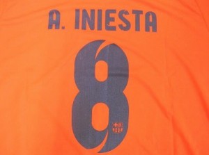 子供用 K134 14 バルセロナ A.INIESTA*8 イニエスタ オレンジ ゲームシャツ パンツ付 /サッカー/キッズ/ジュニア/ユニフォーム