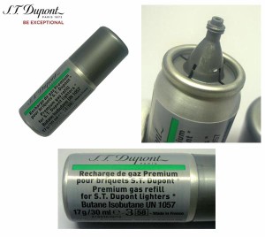 複数回注入型 新品正規品 デュポン(S.T.Dupont)ライター専用ガスボンベ(緑色 グリーン）１本☆おまけメンテブラシ付き！
