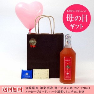 お誕生日風船セットリキュールセット(神楽酒造 野いちご酵母 野イチゴの恋 25°720ml(宮崎県))メッセージカード ハート風船 ミニチョコ付