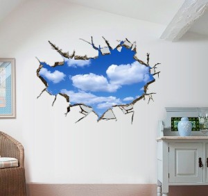 ウォールステッカー 空パターン 3D 壁シール トリックアート リアルな 雲 青空 開放的な気分 天井にも 剥がせる 立体 ウォールシール