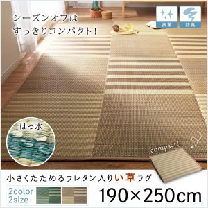 送料無料　小さくたためるウレタン入りはっ水い草ラグ patan パタン 190×250