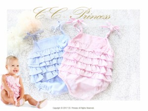 セパレート風ロンパース ワンピースドレス  ベビーワンピース 女の子 ロマンチック 上質 上品  ブルー ピンクCC-Princess 