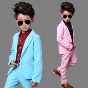 男の子フォーマルスーツセットアップ子供服キッズ長袖コート+ロングパンツ2点セット結婚式テーラードジャケット披露宴発表会七五三無地