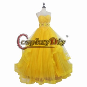 高品質 高級コスプレ衣装 ディズニー 美女と野獣 風 プリンセス ベル タイプ オーダーメイド Beauty and the Beast Princess Belle Dress