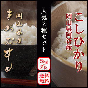 お米 新米 令和5年 お米食べ比べセット 10kg きぬむすめ・阿新こしひかり 5kg×2袋 岡山県産  コシヒカリ 特A 送料無料 北海道沖縄は追加