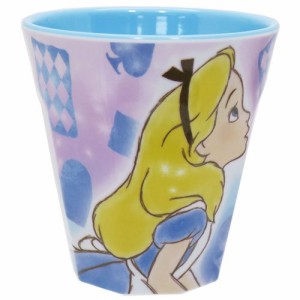 ◆ふしぎの国のアリス メラミン カップ/ファジー柄（ディズニー）横向き、可愛い 食器 ギフトマグカップ おしゃれ （A187)