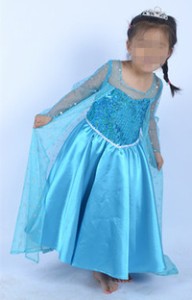 映画 ディズニー Disney Frozen キャラ アナと雪の女王風 　ワンピース ドレス 女の子エルサ 子供服　コスプレ衣装H-79B