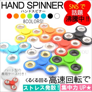 【メール便対応】カラバリ全8色 ハードケース付き！ ハンドスピナー Hand spinner 指スピナー 指遊び 指のこま【独楽回し ストレス解消 3