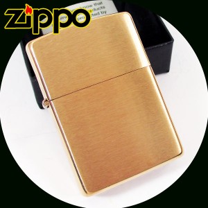 送料無料 ジッポー #204B 刻印無し ブラッシュ ブラス BRUSHED BRASS&ギフトボックスセット（オイル＋フリント+BOX）