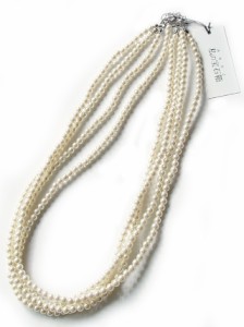 デザインフェイクパール/4ミリ珠4連ネックレス【6月誕生石真珠】