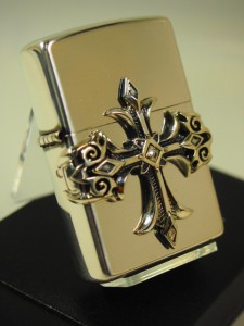 ジッポー豪華Zippo　ハイエンドクロス・ 銀いぶし シルバーCrossスワロ  新品